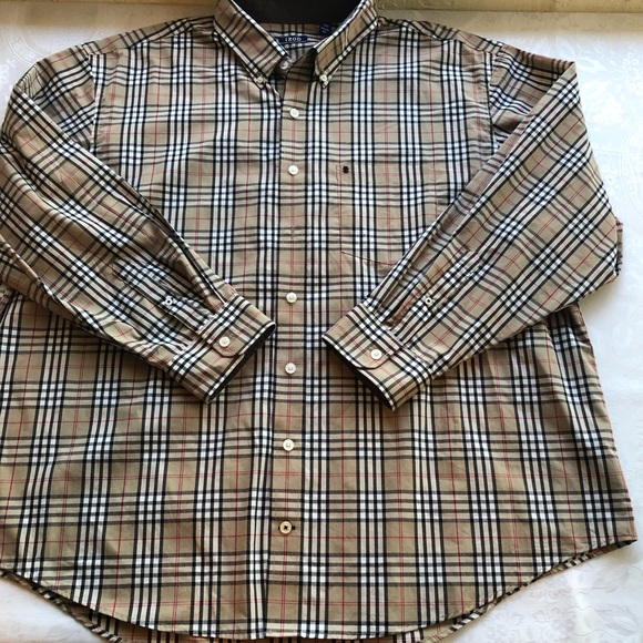 IZOD Tan/Black Plaid Check Button-Up Dress Shirt Men’s Size 3XL Long Sleeves - Picture 1 of 13